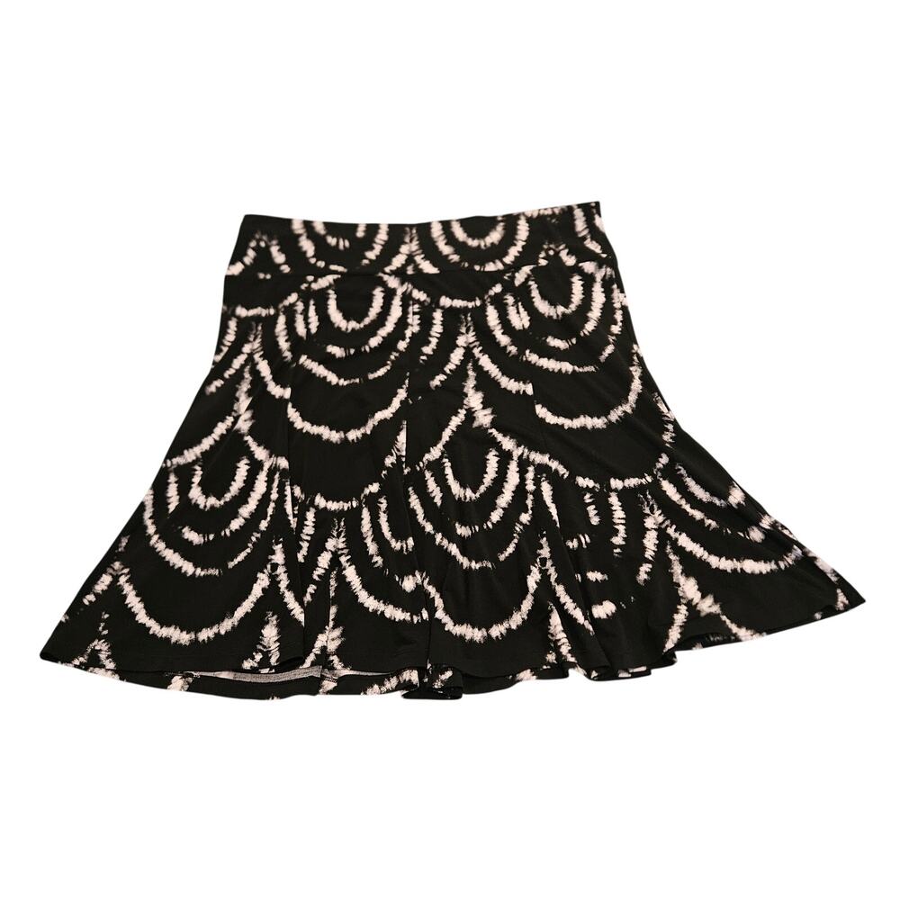 Dressbarn Black White Skirt Womens Large A-Line Flowy Pull On Stretch